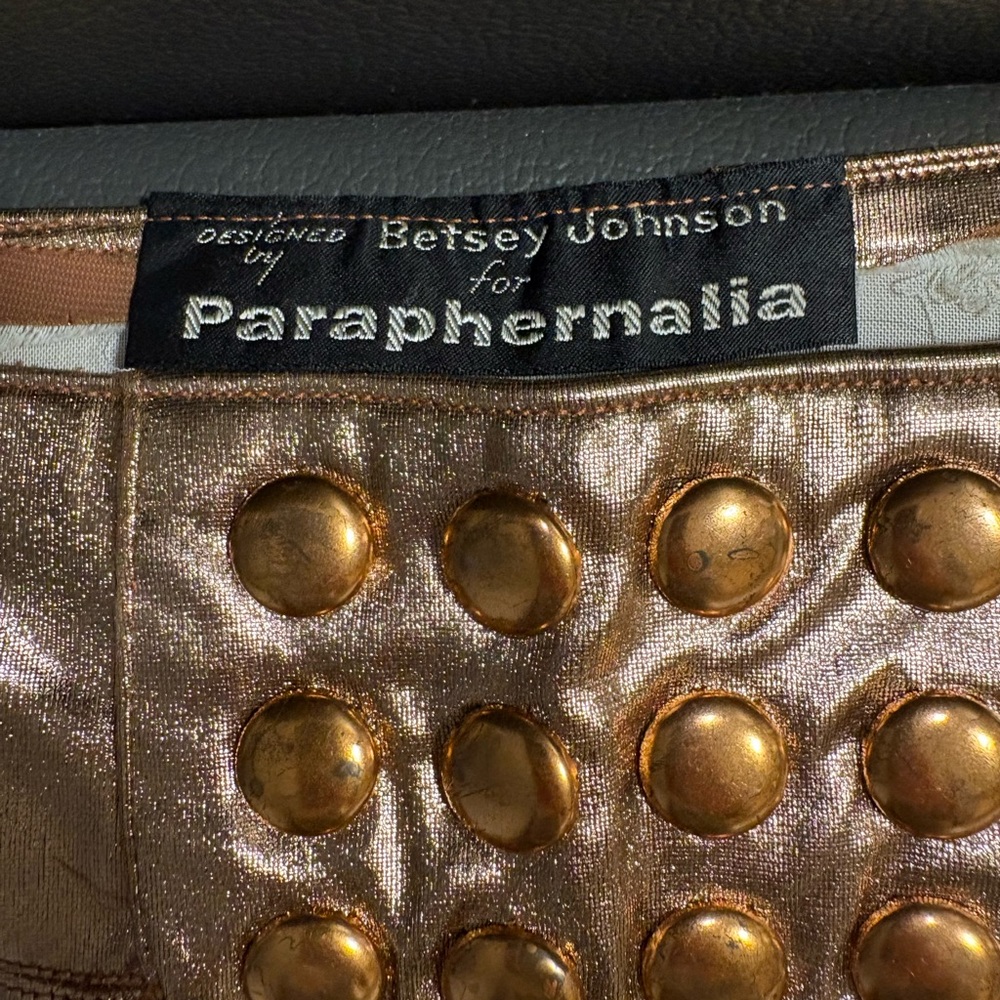 1960s VINTAGE BETSEY JOHNSON for PARAPHERNALIA GOLD STUD SKIRT - Picture 3 of 9